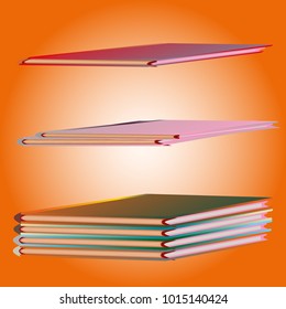 Stack of colored books with empty covers.