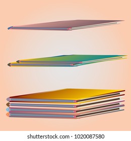 Stack of colored books with empty covers.