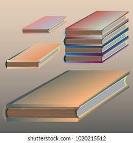 Stack of colored books with empty covers.
