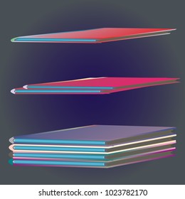 Stack of colored books with empty covers.