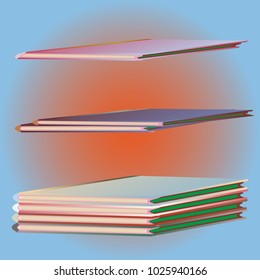Stack of colored books with empty covers.