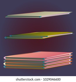 Stack of colored books with empty covers.