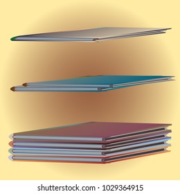 Stack of colored books with empty covers.