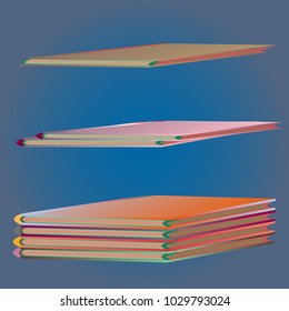 Stack of colored books with empty covers.