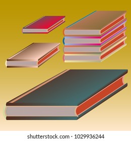 Stack of colored books with empty covers.