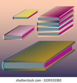 Stack of colored books with empty covers.