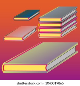 Stack of colored books with empty covers.