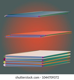 Stack of colored books with empty covers.