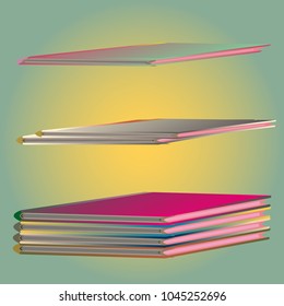 Stack of colored books with empty covers.