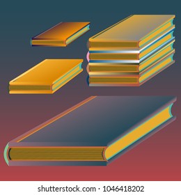 Stack of colored books with empty covers.