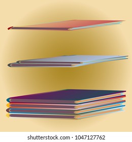 Stack of colored books with empty covers.