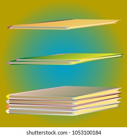 Stack of colored books with empty covers.