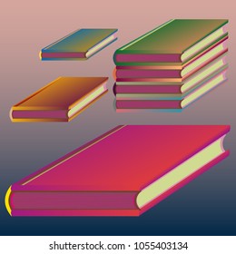 Stack of colored books with empty covers.