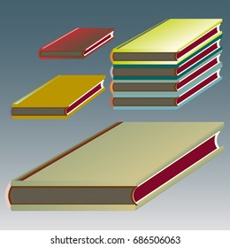 Stack of colored books with empty covers.