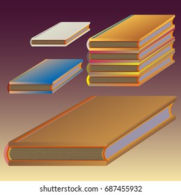 Stack of colored books with empty covers.