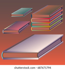 Stack of colored books with empty covers.