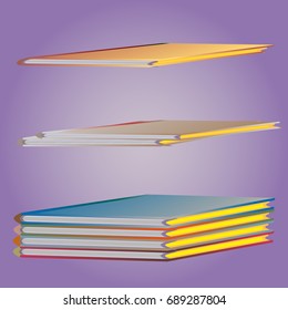 Stack of colored books with empty covers.