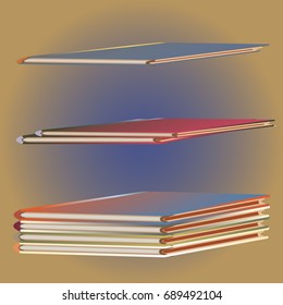 Stack of colored books with empty covers.