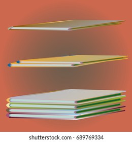 Stack of colored books with empty covers.