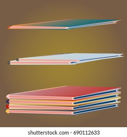 Stack of colored books with empty covers.