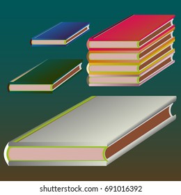 Stack of colored books with empty covers.