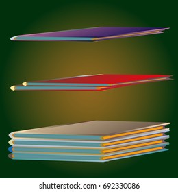 Stack of colored books with empty covers.