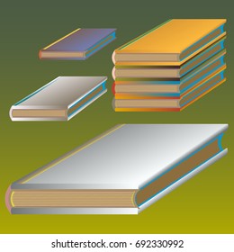 Stack of colored books with empty covers.