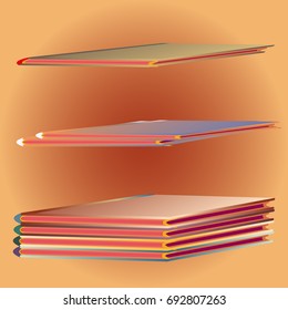 Stack of colored books with empty covers.