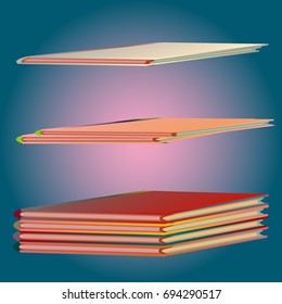 Stack of colored books with empty covers.