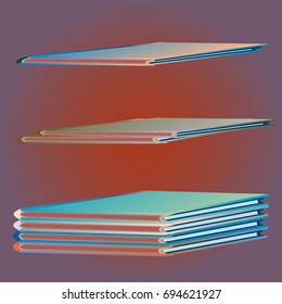 Stack of colored books with empty covers.