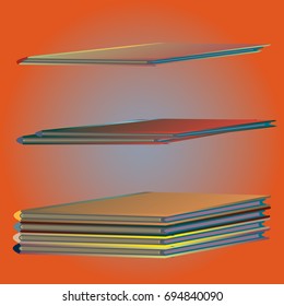 Stack of colored books with empty covers.