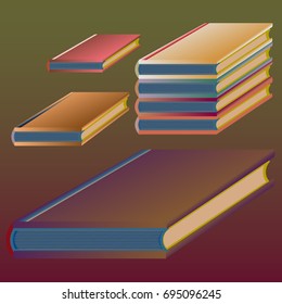 Stack of colored books with empty covers.
