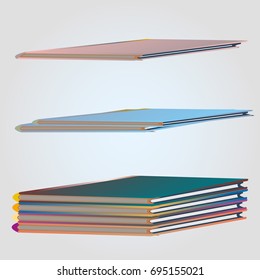 Stack of colored books with empty covers.