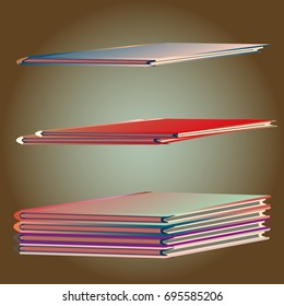 Stack of colored books with empty covers.