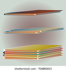 Stack of colored books with empty covers.