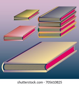 Stack of colored books with empty covers.