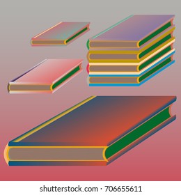 Stack of colored books with empty covers.