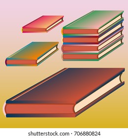 Stack of colored books with empty covers.
