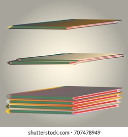 Stack of colored books with empty covers.