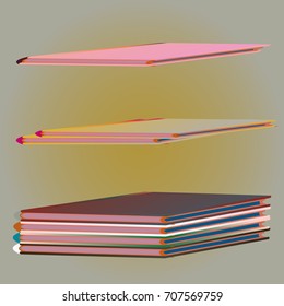 Stack of colored books with empty covers.