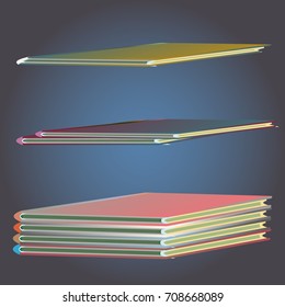 Stack of colored books with empty covers.