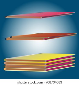 Stack of colored books with empty covers.