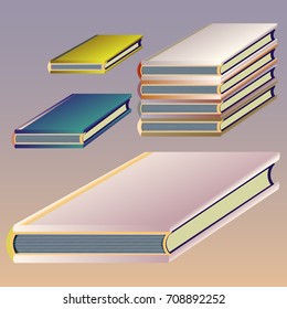 Stack of colored books with empty covers.