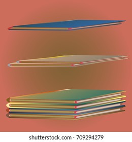 Stack of colored books with empty covers.