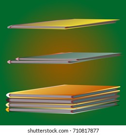 Stack of colored books with empty covers.