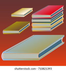 Stack of colored books with empty covers.