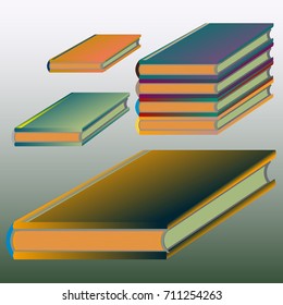 Stack of colored books with empty covers.