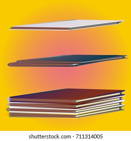 Stack of colored books with empty covers.