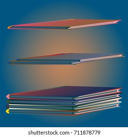 Stack of colored books with empty covers.