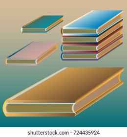 Stack of colored books with empty covers.